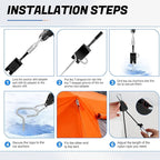 Ice Anchor Tool Kit for Ice Fishing Shelter - 6PC Heavy Duty Ice Tent Shelter Stakes and Drill Bit 1/4" Adapter, Rope Hanger Ice Fishing Tent Accessories