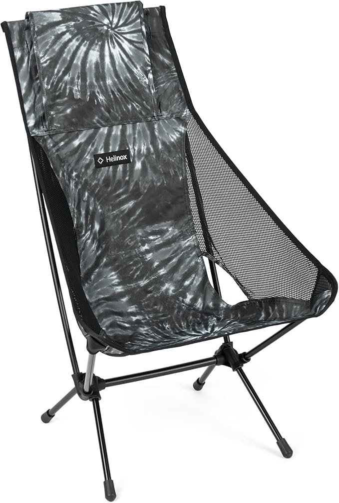 Helinox Chair Two Ultralight, High-Back, Collapsible Camping Chair, Black Tie Dye, with Pockets