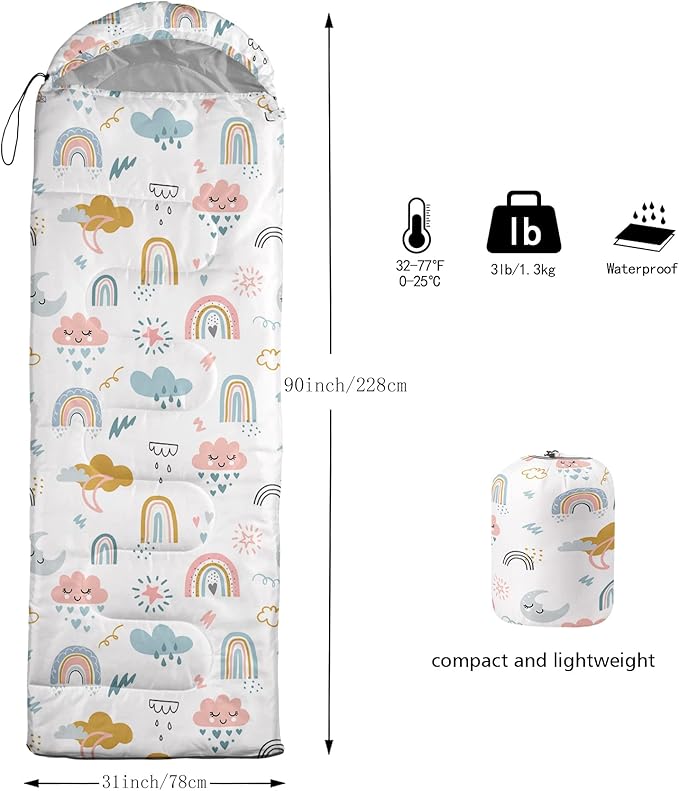 BSNTHO Camping Sleeping Bags,3 Season Warm & Cool Weather,Lightweight,Waterproof Sleeping Bags for Adults & Kids,Traveling,and Outdoors,Camping Gear Equipment