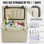 Goplus Hard Cooler, Insulated Ice Chest w/Portable Handles, Cup Holders, Ruler, Bottle Opener, 6 Day Ice Retention for Drink, Beverage, Camping, Fishing, Beach