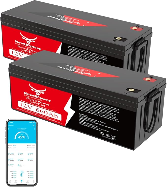 12V 660Ah(2Packs) LiFePO4 Battery Small Size, 16.8KWh Lithium Battery with 250A BMS, Up to 10000+ Rechargeable Cycles, Perfect for RV Camping, Trolling Motor, Solar Power Storage (12V*660Ah*2Packs)