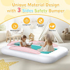 Inflatable Toddler Travel Bed - Portable Toddler Kids Travel Bed with Safety Sides Complete Kids Air Mattress Set with High-Speed Pump, Ideal for Vacation Camping and Sleepover (60 Inches)