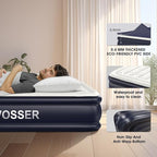 Air Mattress Queen with Built-in Pump,18'' Inflatable Mattress of Vertical Beams,Self Inflatable/Deflation Blow Up Mattress in 3 Mins,Colchones Inflables with Carry Bag for Home&Guests