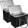 Insulated Food Delivery Bag, Large Durable Reusable Shopping Grocery Bag with Zipper – Foldable Thermal Cooler Bag for Hot & Cold Food, Pizza Delivery & Catering