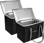 Insulated Food Delivery Bag, Large Durable Reusable Shopping Grocery Bag with Zipper – Foldable Thermal Cooler Bag for Hot & Cold Food, Pizza Delivery & Catering