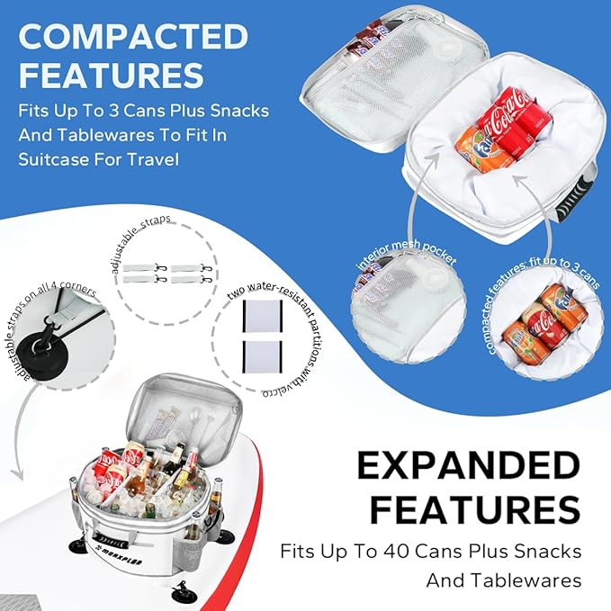 Waterproof PVC Material Paddleboard Cooler Deck Bag,40 cans Sup Deck Cooler Bag,Cooler Bag for Paddleboard,Lunch Box Cooler Insulated Bag,Camping Cooler Bag,Kayak Cooler Bag