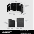 Outdoor Wind Deflector,Cassette Stove Folding Wind Deflector, Steel Windproof Hood for Stove, Gas Stove Wind Deflector, Camping Thickened Stove Ring, Portable 4 Plates Wind Blocker (Black)