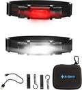 K-Bern Rechargeable Headlamp. 1000 Lumen, Ultra Bright Head Lights for Forehead. Waterproof, Lightweight Aluminum, 2600mAh Battery, Perfect for Dog Walking (Ultra Bright Red & White - 3500mAh)