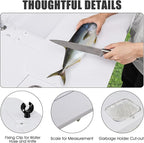 Giantex Fish Cleaning Table w/ 2 Sinks, Faucet, Hose Hook Up, Portable Folding Camping Table w/Measure Mark, Outdoor Fillet Cleaning Station for Fishing Beach Picnic (with Water Hose Holder)