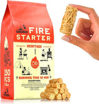 150 pcs Natural Fire Starters for Fireplace, Wood Stove, Charcoal Grill, BBQ, Fire Pit & Smoker – Wood Wool & Wax Rolls – Easy to Light, No Prep, No Mess
