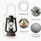 2 Pack LED Vintage Lantern Battery Powered Lanterns with Flame Wick Waterproof Camping Lamp Vintage LED Flame Lamp Hanging Lantern Lights Landscape Patio Garden Pathway Decor for Indoor/Outdoor Use