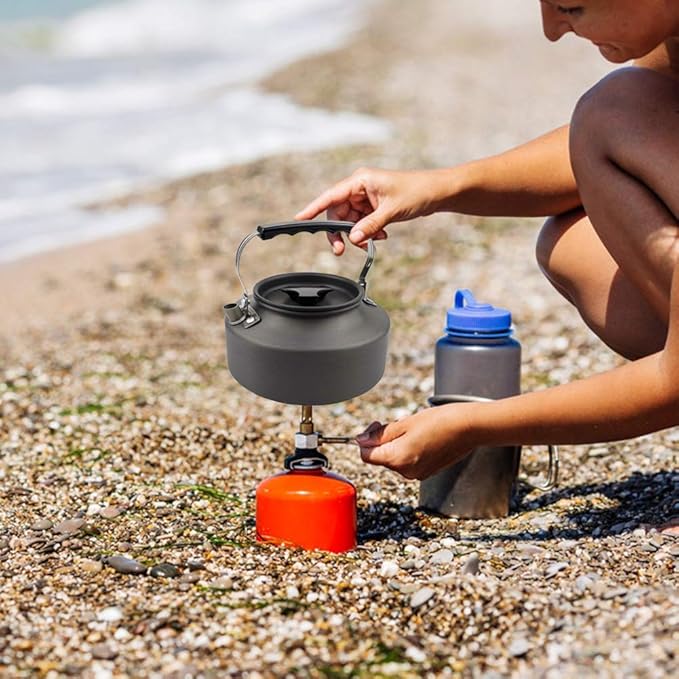 3pcs/Set Outdoor Camping Hiking Cookware Utensils 2-3 People Portable Travel Picnic Teapot Pot Frying Pan Cooking Tableware (Color : A) (C)