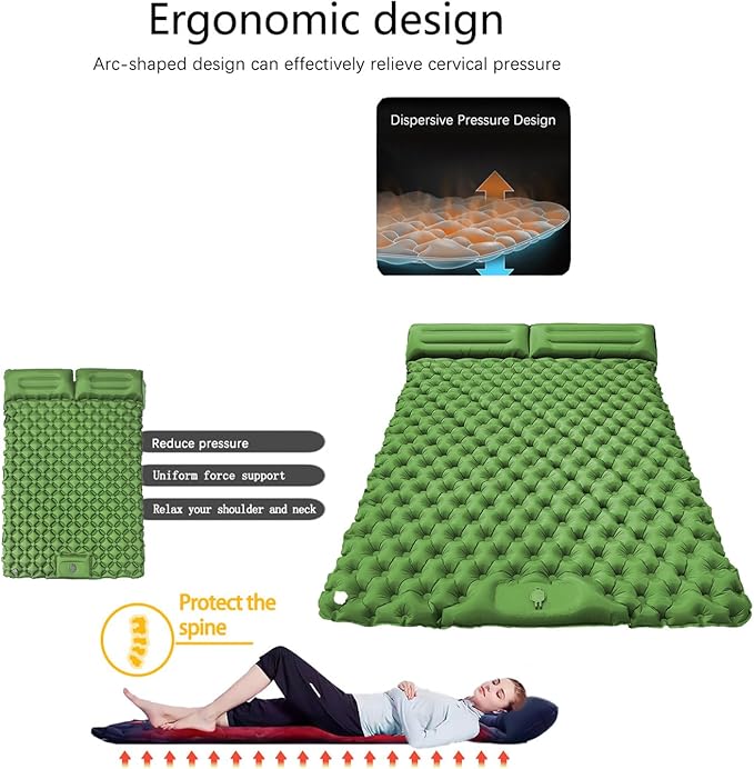 Foldable Inflatable Twin Pad - Portable Sleeping Mattress, Outdoor Equipment for Trail Hiking Travel Picnic Trek Shelter Adventure Resting Sleeping Gear Pillow Cushion Lightweight Bed