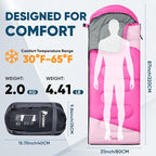 PTEROMY Sleeping Bags for Adults, Lightweight and Machine Washable, Water Resistant Backpacking Camping Sleeping Bag for Warm Cold Weather, Camping Essentials for Hiking Travel
