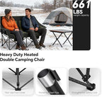 SHIJING Heated Double Camping Chair for Adults with 3 Heating Levels, 661lbs Weight Capacity, Portable Folding Heated Chair for Outdoor, Beach, RV, Picnic & Lawn (Battery Not Included)