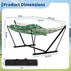 2 Person Double Hammock with Adjustable Steel Stand & Pillow, Heavy Duty Portable Outdoor Hammock Set, MAX 450 LBS Weight Capacity for Patio, Garden, Beach, Backyard