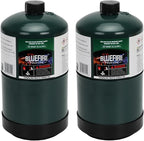 KOMAN BLUEFIRE 16.4 oz Propane Tank Camping Propane Tank Portable Canister Propane Gas Tank Small Propane Tanks for Camping Stove Outdoor Backpack Mini Burner Heater Cooking Torch Lamp(2 Pack)