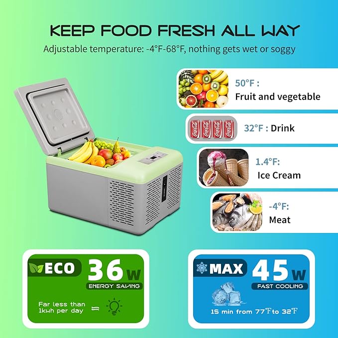 Alpicool C9PT Mini Portable Freezer, 12 Volt Car Refrigerator, 10 Quart Fast Cooling, with 12/24V DC and 100-240V AC for Outdoor, Camping, RV, Truck, Boat