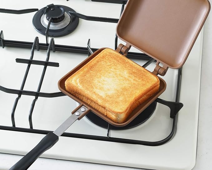 Yoshikawa SJ2629 Hot Sand Maker, For Gas Fire, Single Fluorine Processed, Total Width 5.9 x Length 13.8 x Height 1.3 inches (15 x 35 x 3.2 cm), Brown, Outdoor Camping