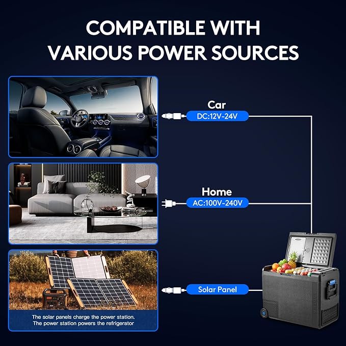 BODEGACOOLER 12 Volt Car Refrigerator, 61Quart (58L) Car Fridge WIFI APP Control, Protable Freezer -4℉-68℉, RV Electric Cooler 12/24V DC 100-240V AC for Outdoor, Truck, Van, Vehicles, Camping, Travel