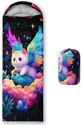 AILONEN Kawaii Panda Sleeping Bags,Lightweight & Waterproof,3 Season Warm & Cool Weather,Dreamy Purple Flower Animal Themed Sleeping Bags for Boys,Girls,Kids,Adults Travelling,Outdoors