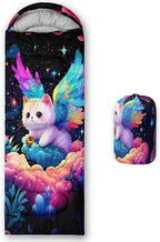 AILONEN Kawaii Panda Sleeping Bags,Lightweight & Waterproof,3 Season Warm & Cool Weather,Dreamy Purple Flower Animal Themed Sleeping Bags for Boys,Girls,Kids,Adults Travelling,Outdoors