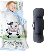 Personalized Toddler Nap Mats for Preschool, Custom Name Kids Sleeping Bag for Daycare, Roll Up Sleeping Mat with Removable Pillow and Soft Dot Minky Blanke for Boys Camping Travel