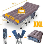 79" L x 32" W x 18" H Oversize XXL Camping Cot with Mattress Comfortable for Adults Extra Wide Cots for Sleeping Camping Bed Folding Cot Heavy Duty with Carry Bag for Home Office Outdoor Indoor