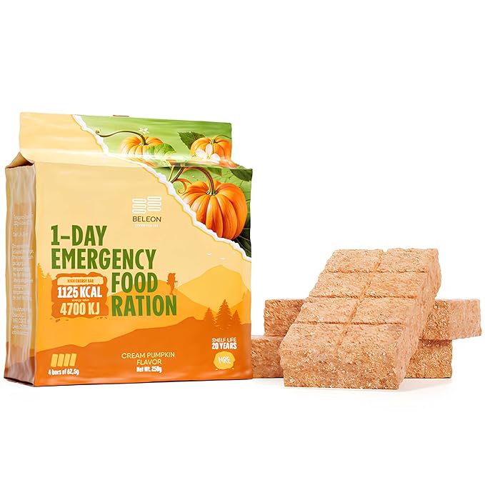 Emergency Food Supply - Cream Pumpkin Survival Ration - 20 Years Shelf Life - 1 Day