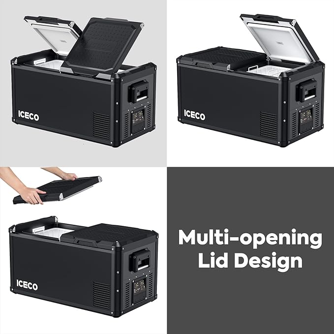 ICECO VL75ProD Portable Refrigerator, 12v Dual Zone Fridge Freezer with SECOP, 0°F to 50°F, 79Qt 12V Portable Freezer with Reversible Lid, Car Fridge portable AC/DC For Car, Camping |with Cover