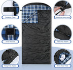 AGEMORE Cotton Flannel Sleeping Bag for Adults, Lightweight XXL Cotton Sleeping Bag for Camping Backpacking or Hiking, Water Resistant 3-4 Season Sleeping bag for Warm & Cool Weather