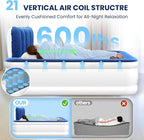 Twin Air Mattress with Headboard, Built-in Pump, 19" Raised Comfort, 48-Hour Leak-Tested Durable PVC, Quiet Design, 2.5 Min Quick Inflation & Headboard, Blow Up Bed for Home and Guests , 600 lbs Max