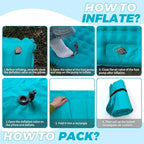 Camping Air Mattress, Self Inflating Sleeping Pad, Camping Gear, Travel Bed, Sleeping Pad, Portable Bed, Backpacking, Portable Mattress, Colchon Inflable (Blue)