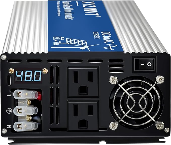 2500W Pure Sine Wave Inverter DC 48V to AC 110V 120V Power Inverter with Dual AC Outlets & Hardwire Terminal & LED Display for Solar,Home Backup Power,Outdoor Over 90% Efficiency
