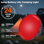 2pcs 10000mAh Rechargeable 3000LM Tent Light Camping Light, 6500K 24Hours Long Play Time , Outdoor Night Market Light Night Fishing Light Emergency Lights for Hurricane Tsunami disasters (Red)