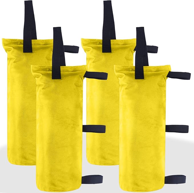 ABCCANOPY Canopy Weights Set of 4-120LBS Sand Bags for Pop up Tent, Weight Bags for Outdoor Gazebo, Trampoline, Pergola, Yellow (Without Sand)