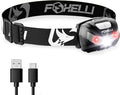 Foxelli USB-C Rechargeable LED Headlamp – Super Bright, Lightweight Head Lamp for Running, Camping, Hiking & Work – Comfortable Fit for Adults & Kids