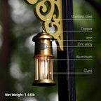 Metal Vintage LED Camping Lantern, 5200mAh Rechargeable Battery Last 12-430 Hours Camping Lamp, 3 Modes Hanging Lantern, Retro Camping Light for Courtyard Outdoor Decoration