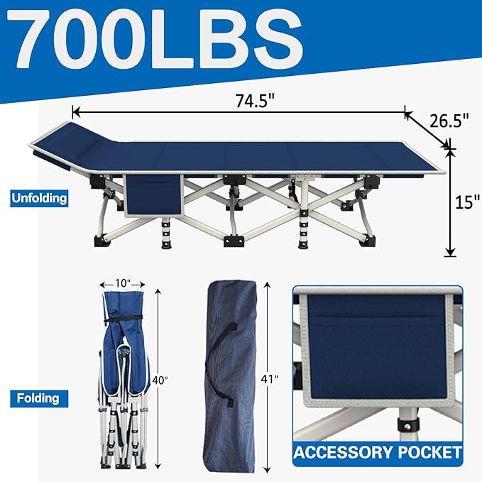 Camping cot with Mattress Comfortable Camping Cots for Adults with Carry Bag Portable Folding Cot Easy to Install Guest Bed Outdoor Indoor