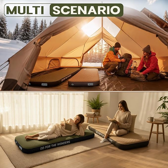 UPWELL Self Inflating Sleeping Pad 4.5" Thickness Camping Mattress with Solid Foam Single Sleeping Mat Portable Fast Inflation for Outdoor Mat Portable Roll Up，with air Pump