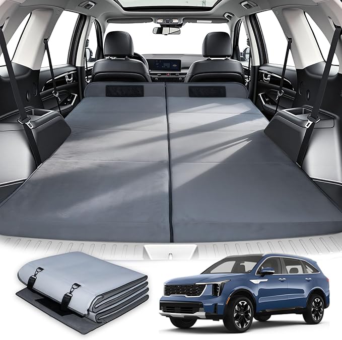 Car Bed for 2025-2026 Kia Sorento, Foldable Non-Inflatable Memory Foam Camping Mattress, Thickened Portable Trunk Sleeping Pad, Air Mattress Upgrade for Camping & Travel Essentials, With Storage Bag