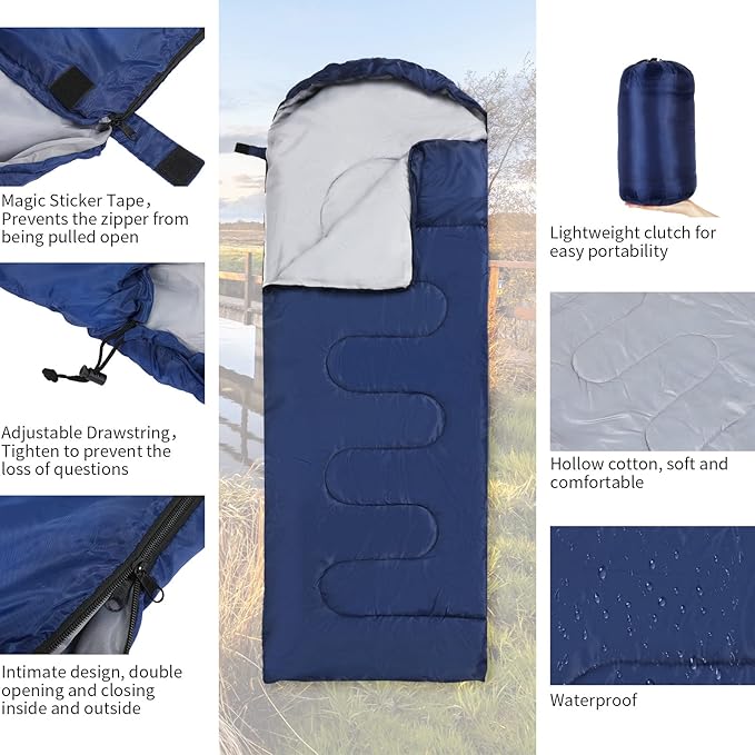 Macarrie 4 Pcs Bulk Sleeping Bags for Homeless Donation Shelter Adults 0 Degree Waterproof Backpack Bags with Compression Sack for Cold Weather Emergency Hiking Camping Warm