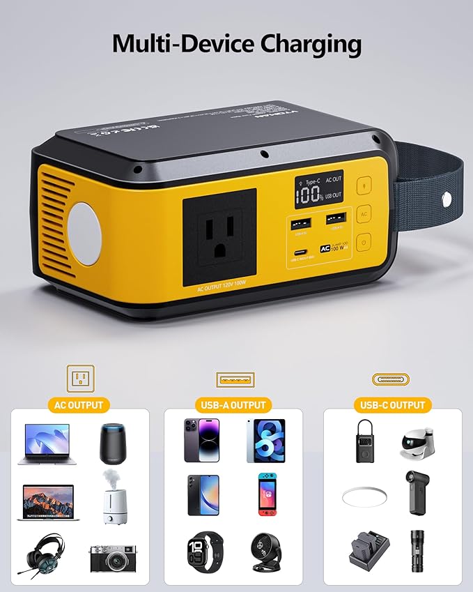 VTOMAN Jump100 88.8Wh/100W+Jump 600X 299Wh/600W Portable Power Station, LiFePO4 Battery Solar Generator for Camping, Hiking, Fishing, Home Backup