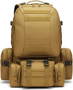 Military Tactical Backpack for Men 60L Waterproof Bug Out Bag Survival Rucksack Go Bag Emergency Molle System Army 3 Day Assault Pack for Hiking Hunting Camping Tan