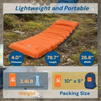 4 Inch Thick Camping Sleeping Pad with Internal Straps - R Value 4.0 for 4 Seasons, Lightweight Sleeping Mat for Hiking, Backpacking, Travel