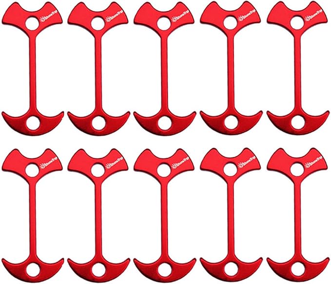10pcs Fishbone Tent Stakes Pegs Lengthen Deck Nail Anchor Stopper Guyline Tensioner Camping Accessories(Red)
