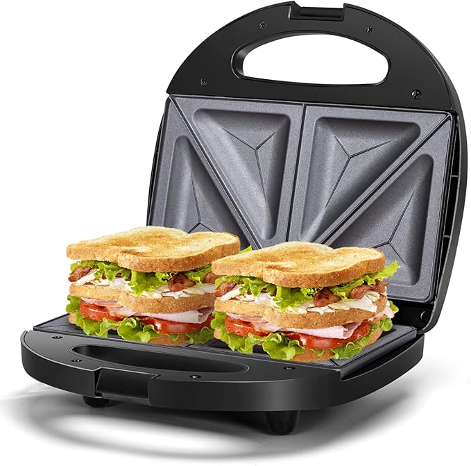 Aigostar 2in1 Sandwich Maker Panini Press Grill with Nonstick Plates, Double-Sided Heating Electric Sandwich Press Grill, Breakfast Sandwich Toaster Grilled Cheese Maker Snacks with Easy Cut Edges