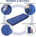 FAQIUQI Camping Sleeping Pads，Extra Thick 5 Inch Inflatable Sleeping Mat with Pillow Built-in Pump，Oversized Mattress Super Portable Backpacking Sleeping Pad (Blue)