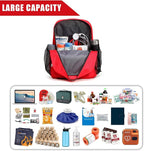 First Aid Backpack Emergency Empty Waterproof Survival First Responder Trauma Bag Travel Home Outdoor Camping (Red)
