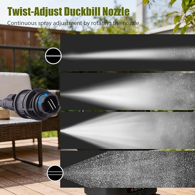 Portable Cordless Pressure Washer with 3.4Gal Tank, 580PSI Max, 7-Level Adjustable Sprayer, 360° Nozzle, 23FT Hose, 20000mAh Battery, Foldable Design with Wheels for Car, Camping, Garden